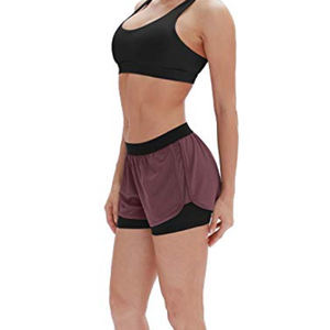 Shorts en coton à taille élastique à carreaux respirants à séchage rapide écologiques à coupe ajustée décontractée pour femmes - Product Image 6