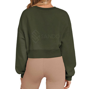 Dernier style de sweat-shirt court pour femmes de couleur unie Vente en gros Sweat-shirt court pour femmes personnalisé - Product Image 2