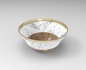 Ensaladera de madera ecológica de alta calidad con diseño de flores impresas Juego de cucharas para platos de arroz - Product Image 1