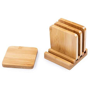Wholesale OEM ODM Round Square Walnut <b>Bamboo</b> Coaster Set Custom Beer Drink Wooden Coasters With Holder - Product Image 5