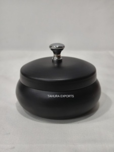 High On Demand <b>Black</b> Tabletop Container Handmade Luxury Iron Round Box Storage Box Use for Kitchenware Decorative And Storage - Product Image 5
