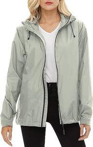 Veste de pluie imperméable légère pour femme avec manteau de pluie coupe-vent à capuche réglable - Product Image 2