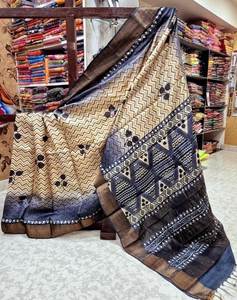 ผ้าส่าหรีไหมทัสซาร์กันชิทำสีด้วยมือสวย - Product Image 1