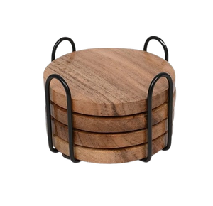 Classic Style Natural Wooden Coaster Stand Awesome Design for Home Hotel Use Economical Price Table Top Shape Cup Glass Coasters - Product Image 1