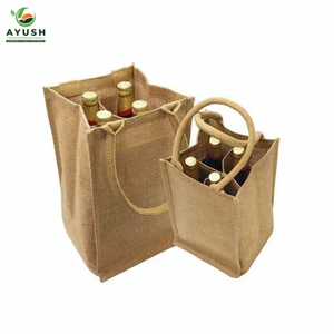 Water bottle cover <b>bag</b> made of jute with cotton handle customizable bottle <b>bags</b> <b>for</b> gifting & <b>packing</b> - Product Image 5