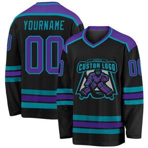 Maillots de hockey sur glace respirants avec impression de logo personnalisé, couleurs personnalisées, 100% polyester, service OEM, vêtements d'équipe - Product Image 3