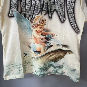 T-shirt pour homme à manches courtes, beige, avec logo personnalisé, diamant, de haute qualité, vêtements de marque - Product Image 5