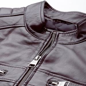 Chaqueta de cuero para hombre de peso pesado para exteriores 2025, chaqueta de cuero de motorista impermeable con cremallera para hombre, servicio OEM - Product Image 6