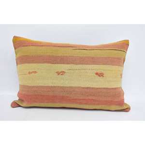 Subtle Striped Beige Wool 16x24 Inch <b>Pillow</b> Vintage Patchwork Beautifully Handicrafted <b>Pillow</b> - Product Image 1
