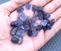 Ensemble de 25 pierres brutes d'iolite bleue de 12-14 mm, taillées à la main, de haute qualité, non traitées, effet étoilé, pour la fabrication de bijoux