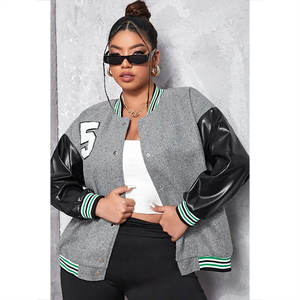 Veste de baseball réversible Letterman Varsity pour femmes de grande taille en laine XL avec manches unies - Product Image 1