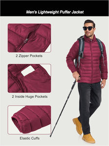 Veste matelassée en duvet pour homme, en nylon, avec logo personnalisé, en duvet d'oie chaud, pour l'extérieur, en gros - Product Image 6