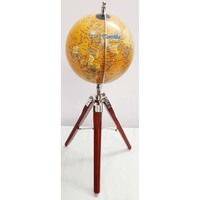 Globe terrestre rotatif éducatif en laiton Art Déco fait main, sur trépied, 20 cm, support au sol, pour maison moderne et retraite, vente en gros