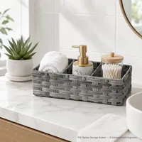 Panier de rangement pliable en plastique écologique à 3 sections Una, bacs de rangement rectangulaires pour la salle de bain