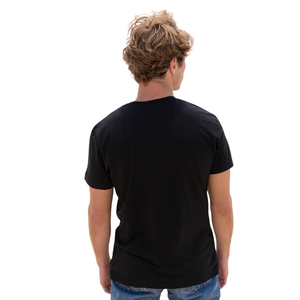 เสื้อยืดคอกลมผู้ชาย สีดำ ผ้าฝ้ายออร์แกนิค 100% ระดับพรีเมียม ผ่านการรับรอง GOTS ผ้าไม่หด ระบายอากาศได้ดี ทรงพอดีตัว แขนสั้น - Product Image 6