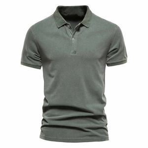 Personnalisé de haute qualité pour hommes pour polos en coton respirant à manches courtes couleur unie style décontracté toile teinte unie - Product Image 2