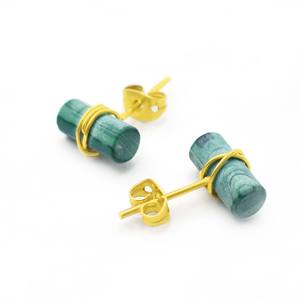 ต่างหูมรกตทรงหลอด หุ้มด้วยลวด งานฝีมือประณีต ของขวัญแทนใจสำหรับคนรัก - Product Image 4