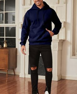 Sudaderas con capucha esenciales de marca personalizada de alta calidad para hombre, suéter de mezcla de algodón flocado, sudaderas con capucha extragrandes elásticas de avena oscura, Sudadera con capucha para hombre - Product Image 5