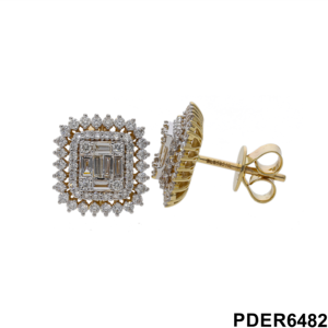 Lujosos pendientes de racimo de diamantes de forma cuadrada de oro de 14 quilates 1.08CTW Diseño exquisito - Product Image 4