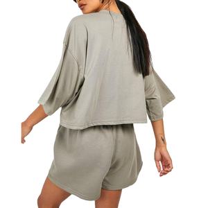 เสื้อยืดและกางเกงขาสั้นดีไซน์ใหม่ชุดครอปฤดูร้อนของผู้หญิงเสื้อยืดและกางเกงขาสั้น2026ออกแบบเองพร้อมโลโก้ฤดูร้อน - Product Image 6