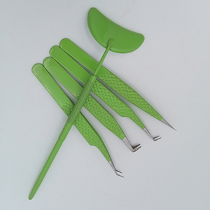 Pince à épiler d'extension de cils professionnelle à poignée en diamant pointe pointue couleur verte poignées de miroir en acier inoxydable durable - Product Image 3
