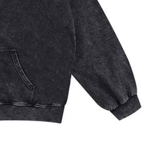 Sudaderas con capucha de lavado ácido para hombres de peso pesado Sudadera personalizada para hombres Oversize Anti-Shrink Oem Service Sudaderas con capucha negras ecológicas para hombres - Product Image 3