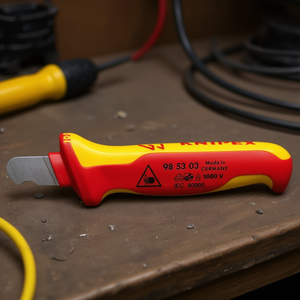 Couteau à dénuder les câbles certifié VDE KNIPEX, 155 mm de long, avec lame de 28 mm et manche multi-composants - Product Image 3