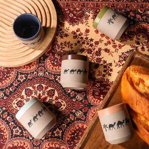 Juego de Tazas y Platos de Cerámica Artesanal Estilo Rústico Árabe, Colección de Cerámica Rústica - Product Image 5