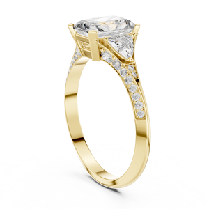 Anillo de Diamante Cultivado en Laboratorio con Corte Radiante, Oro Sólido de 14K/18K, Acento Lateral Trillón, DEFVVS, Certificado IGI, Anillo de Compromiso, Fabricante OEM - Product Image 4