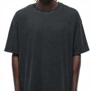 Men's Formal Washed Cotton Canvas O-Neck Short Sleeve Oversized T-Shirt Quick Dry Breathable Anti-shrink Features Wider Sleeves - Product Image 1