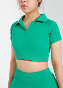 Nuevo diseño de moda Polo en blanco para mujer, camiseta Polo de manga corta, polos de alta calidad - Product Image 5