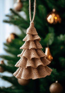 Adornos elegantes de yute para árbol de Navidad, decoración rústica ecológica para el hogar - Product Image 3