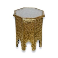 Table d'appoint marocaine en métal, meuble de salon, table basse avec finition antique en aluminium coulé, table d'appoint industrielle