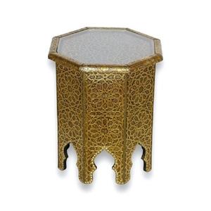 Table d'appoint marocaine en métal, meuble de salon, table basse avec finition antique en aluminium coulé, table d'appoint industrielle - Product Image 5