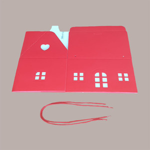 5ชิ้นบ้านกระดาษแข็งสีแดงพร้อมเชือกผูก330x250x190มม. กล่องของขวัญคริสต์มาสอุปกรณ์วันหยุด - Product Image 3