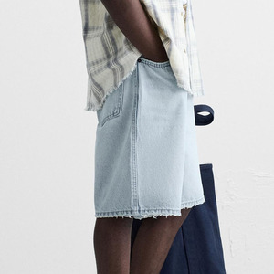 Pantalones cortos de mezclilla sueltos para hombre, ropa de calle de verano, pantalones cortos de mezclilla elásticos, pantalones cortos de mezclilla de moda para hombre, pantalones cortos de mezclilla lavados ligeros - Product Image 3