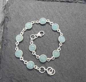 Aquamarine 925 Sterling Silver Round Shape <b>Adjustable</b> <b>Bracelet</b> Handmade Women Gemstone Jewelry Gift - Product Image 2
