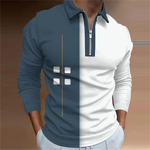 Venta al por mayor de los hombres de moda 100% poliéster Polo camisa de alta calidad Casual de manga larga personalizada Golf Camiseta transpirable de longitud corta - Product Image 3