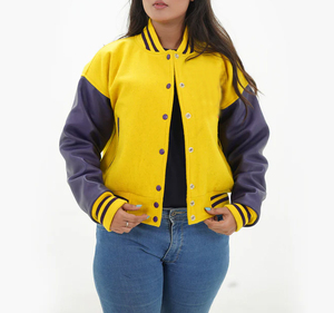 Chaquetas universitarias de manga larga de tendencia superior para mujer Lana Invierno Botón Bordado Logo A prueba de viento Regular Fit Lana al por mayor - Product Image 1
