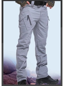 Pantalones cargo de trabajo informales para hombre de talla grande personalizados cintura tela de algodón cremallera decoraciones otoño - Product Image 5