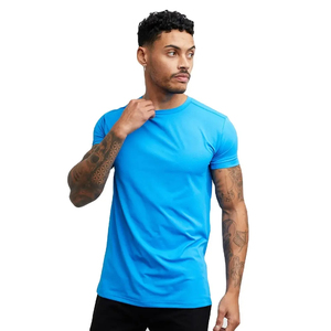 Camisetas de entrenamiento para hombres, camisetas de entrenamiento estirables de LICRA de algodón, camisetas de secado rápido para hombres, camiseta de gimnasio caliente ajustada, OEM personalizada - Product Image 4