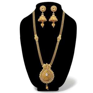 Kriaa <b>Fine</b> <b>Jewelry</b> <b>Sets</b> Gold Plated Austrian Stone Long Haram Necklace 1107906B - Product Image 1