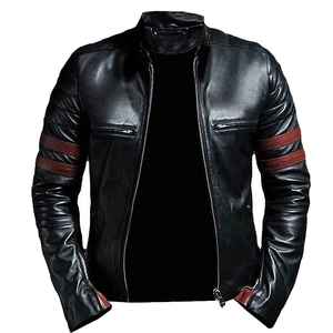 Luxurious 2026 Genuine 100% Leather Cotton <b>Filling</b> Regular Length Cowhide Breathable Waterproof <b>Men</b> Leather <b>Jacket</b> - Product Image 4