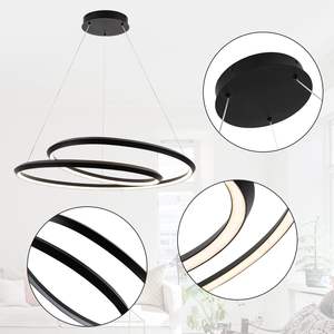 Pendant <b>Light</b> <b>Fixtures</b> with Irregular Ring Black <b>Dining</b> <b>Room</b> <b>Light</b> <b>Fixture</b> Dimmable Color 3000K 6500K High Ceiling Chandelier - Product Image 4