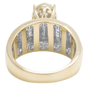 Anillo de compromiso de diamantes redondos y Baguette de moissanita helada chapada en oro, joyería de Hip Hop de lujo en plata 925, moda de boda - Product Image 5