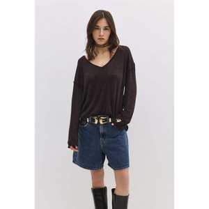 Blusa de Manga Larga con Cuello en V, Estilo Vintage, con Volantes, Informal, de Poliéster, Tejido de Punto, Chifón, Tallas XS-XL, Primavera, Verano, Otoño - Product Image 1