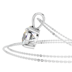 Moissanite Diamond <b>14K</b> Solid <b>Gold</b> Rhodium Plated Link <b>Chain</b> Solitaire Single Pendant IGI Certified OEM ODM - Product Image 2