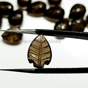 หินอัญมณีแกะสลักรูปใบควอตซ์สโมควอทซ์ธรรมชาติมีเสน่ห์สำหรับทำเครื่องประดับแกะสลักใบเรียบ - Product Image 2