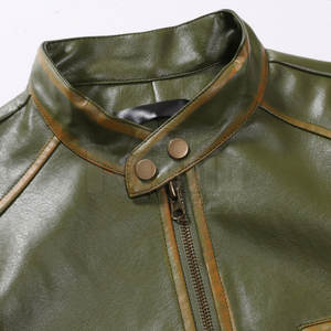 Chaqueta de invierno de calidad premium para hombre, chaqueta de cuero de último estilo en talla grande con cuello levantado - Product Image 3