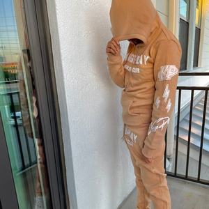 OEM New Design Custom Brown Corduroy Jacket Tracksuit Casual <b>Cargo</b> Button Sweatshirt Sweat Pant Two Piece Set Tracksuit for Men - Product Image 5